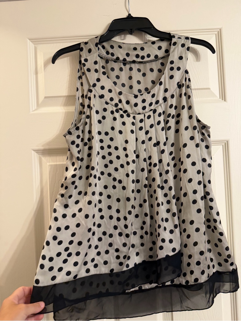 new directions Black Polka Dot Sleeveless Blouse on Cream